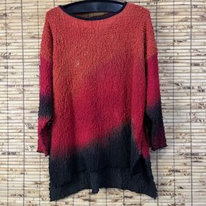 Justine Artwear Hand Painted Silk Popcorn Top Womens OS Red Ombre Lagenlook USA